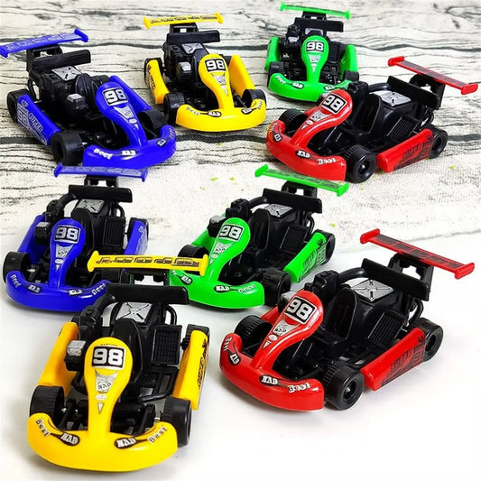 1PC Random Four-wheel Pull Back Car Car Model Vehicle Toy Racing Model Kart Colorful Plastic Racing Car Toy For Boys Kids Gift